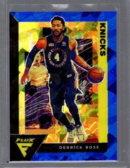 2020-21 Panini Flux Blue Cracked Ice Prizm #119 Derrick Rose Knicks